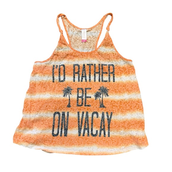 No Boundaries Orange and White Muscle Tee - Picture 3 of 8